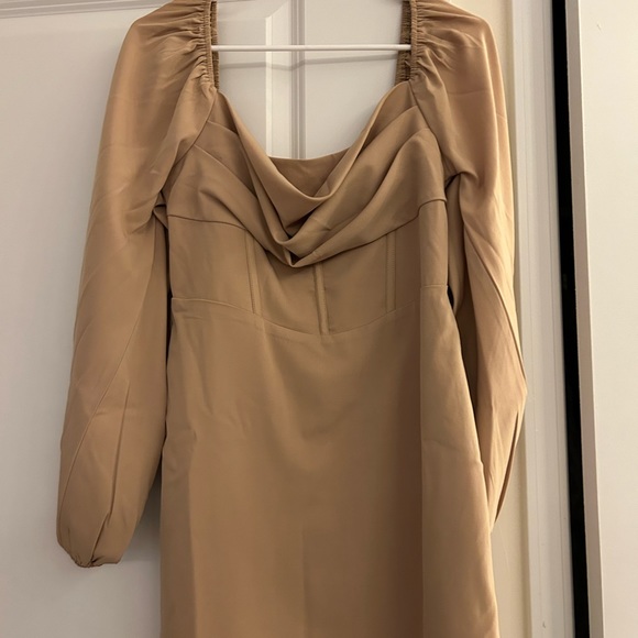 Princess Polly, Size 8, Tan, Mini formal dress with long sleeves - Picture 1 of 1